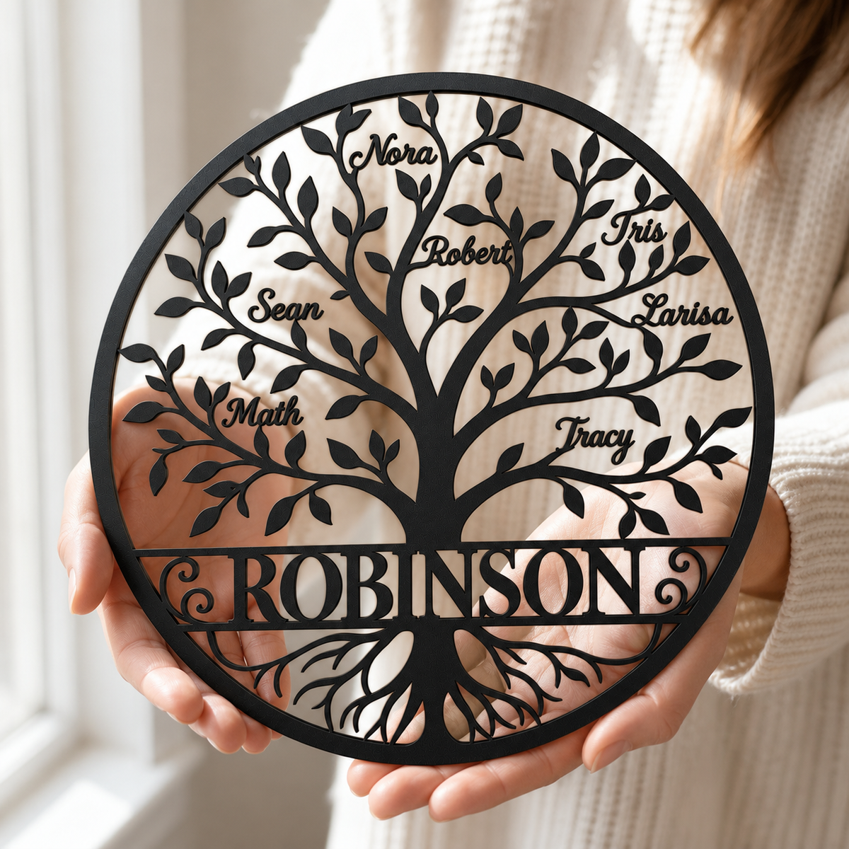 Personalized Family Tree With Name Metal Wall Art, Custom Family Name Sign