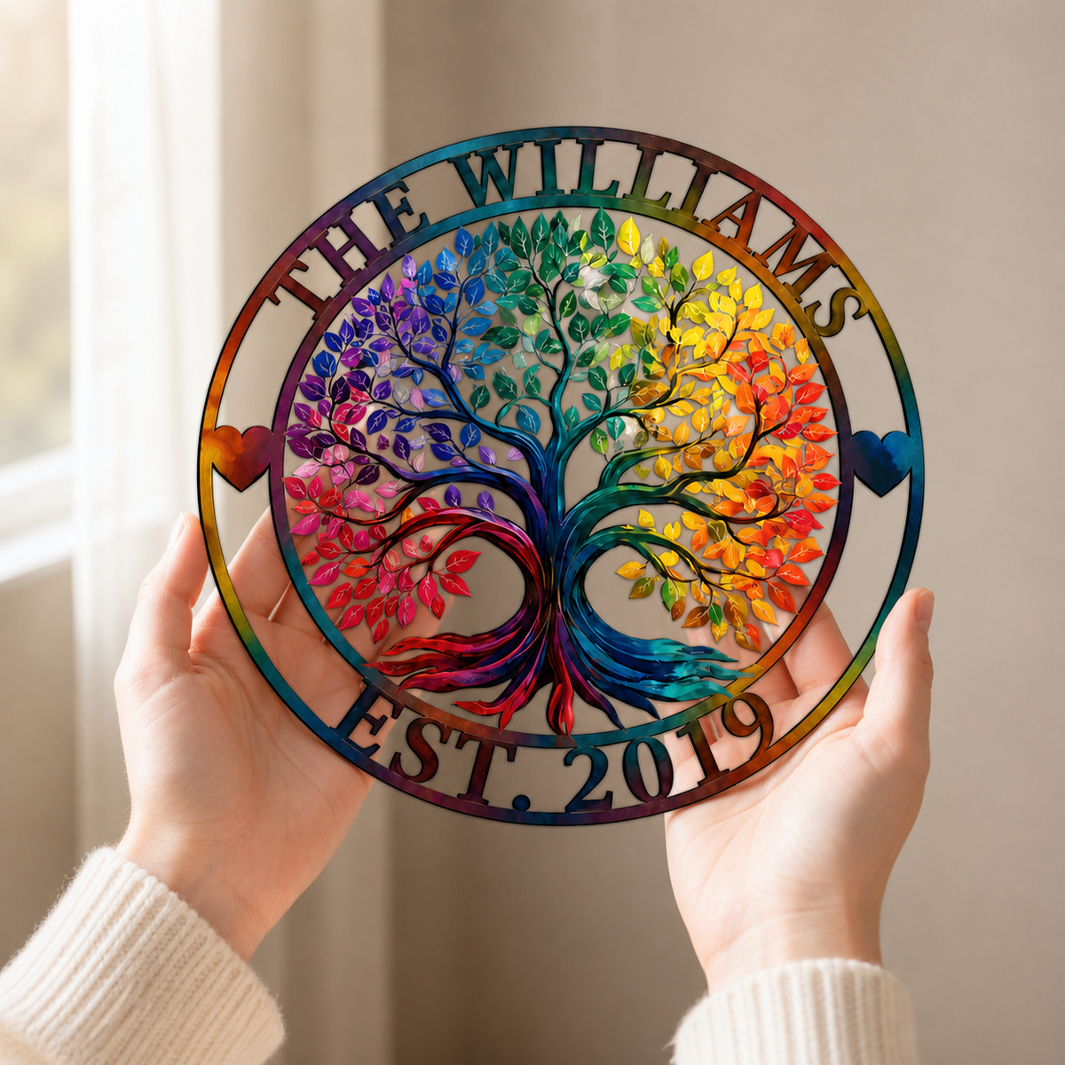Personalized Family Tree With Name And Year Metal Sign Wall Art