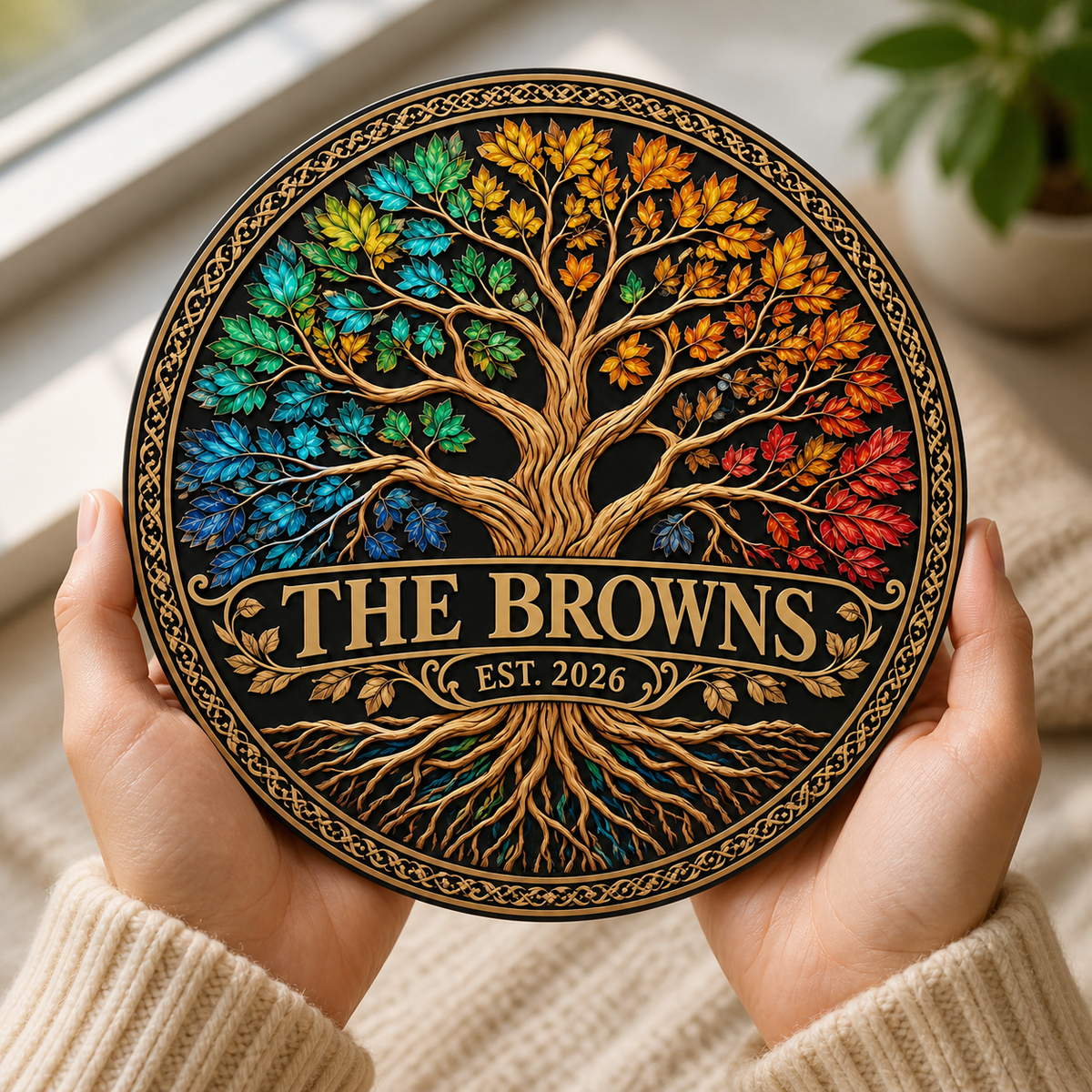 Personalized Chakras Family Tree Metal Sign, Custom Wall Art For Home Decor