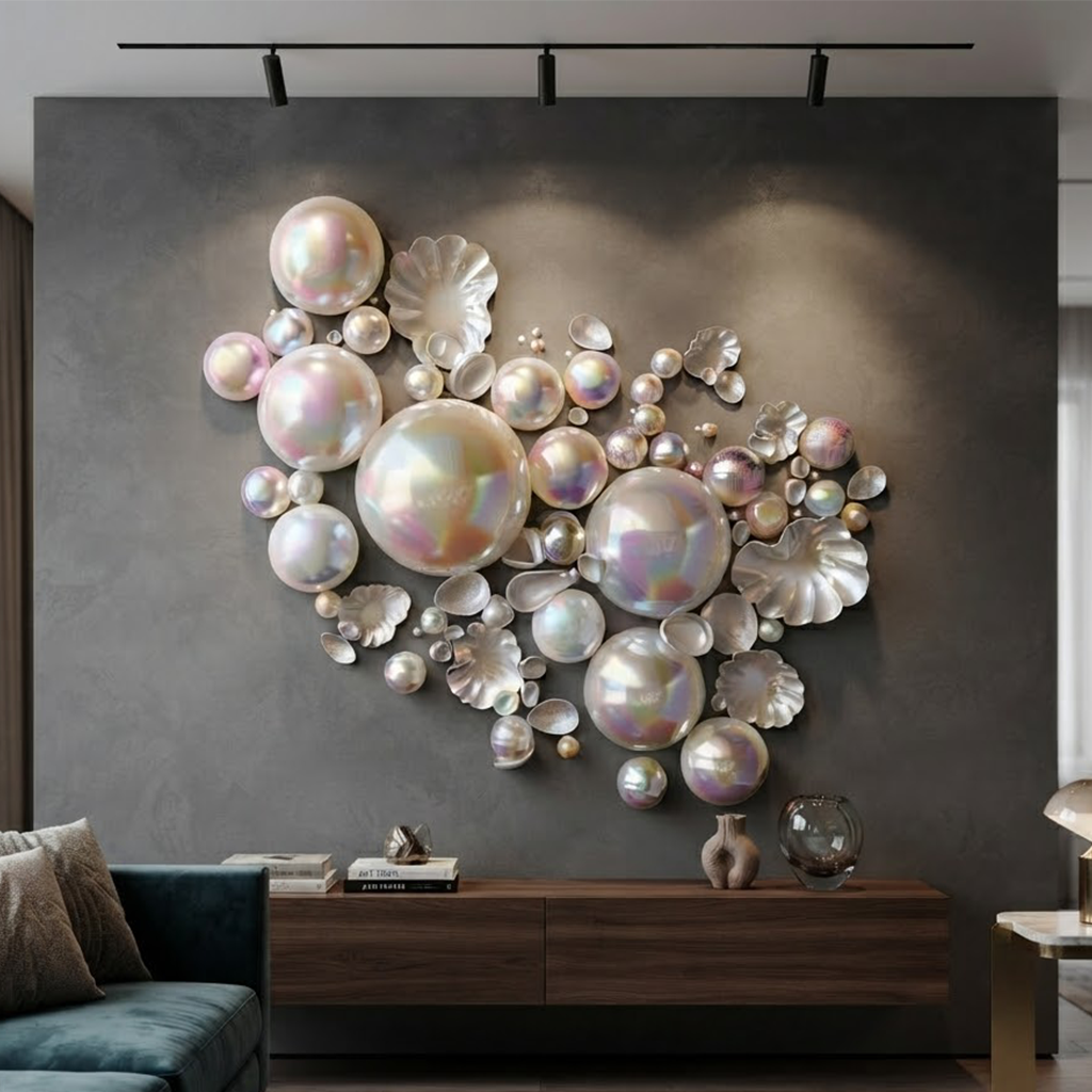 June Pearl Birthstone Metal Wall Art