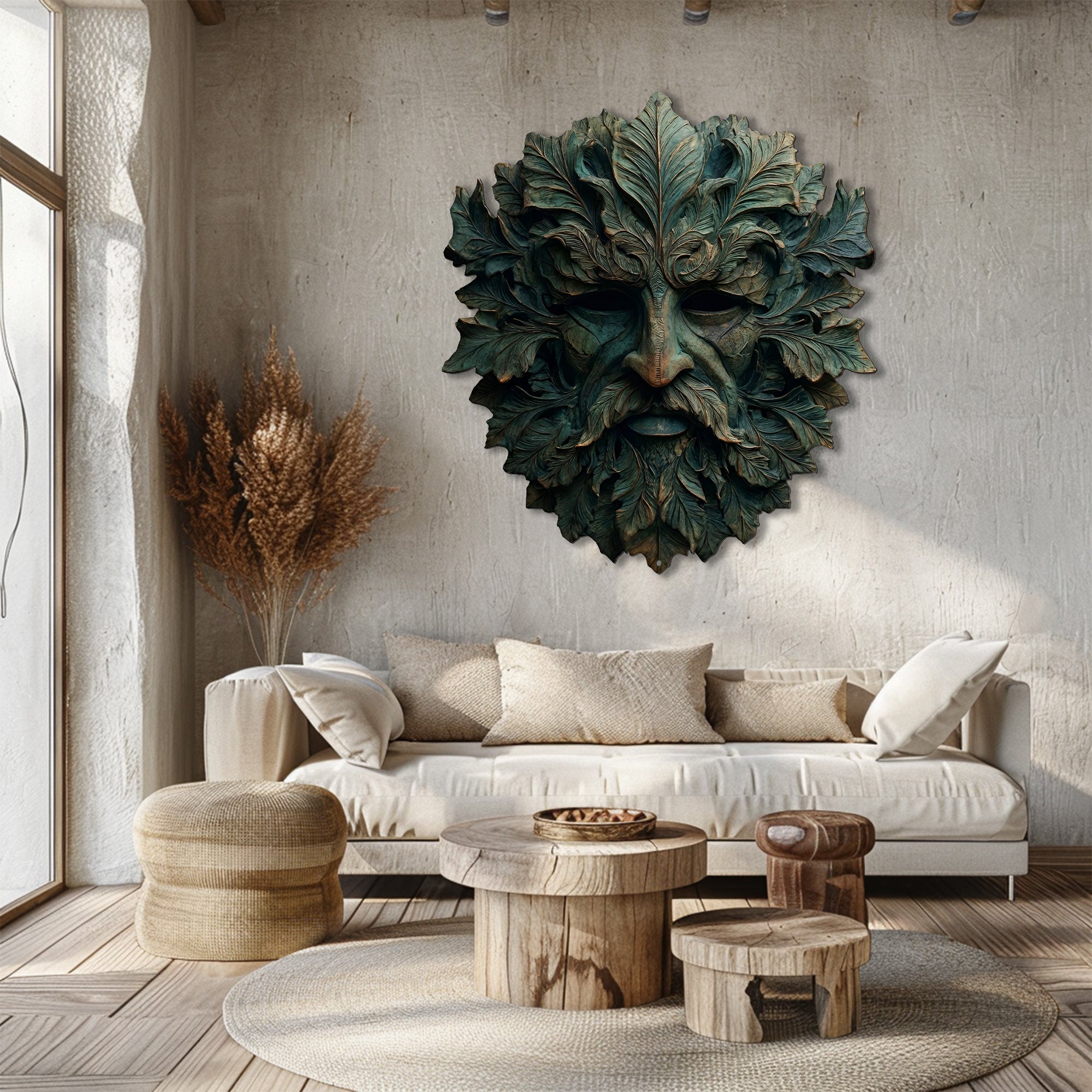 Green Man Metal Wall Art Celtic Forest Spirit Wall Decor Pagan Nature Aluminum Sign Indoor Outdoor Decor