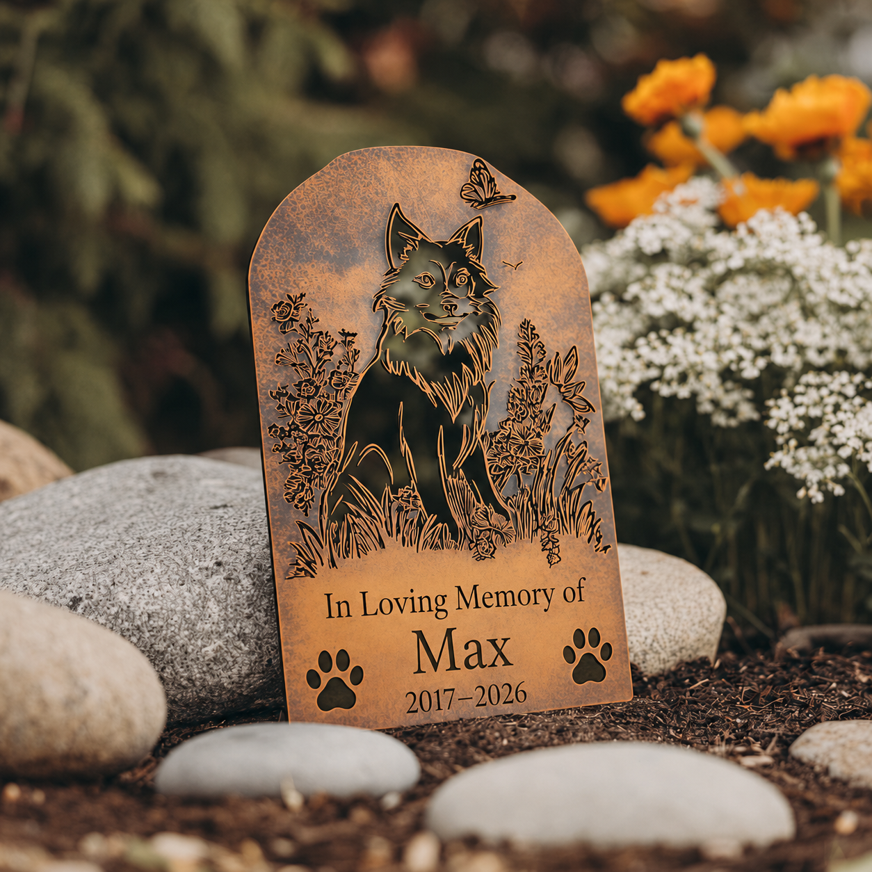 Personalized Dog Memorial Metal Sign Garden Stake, Pet Grave Marker, Dog Loss Sympathy Gift