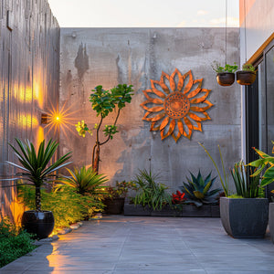 Sunflower Sunburst Metal Wall Art β UV Printed Aluminum Decor Rustic Indoor Outdoor