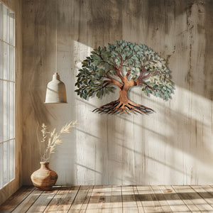Green Tree of Life Metal Wall Art β UV Printed Aluminum Decor Nature Indoor Outdoor