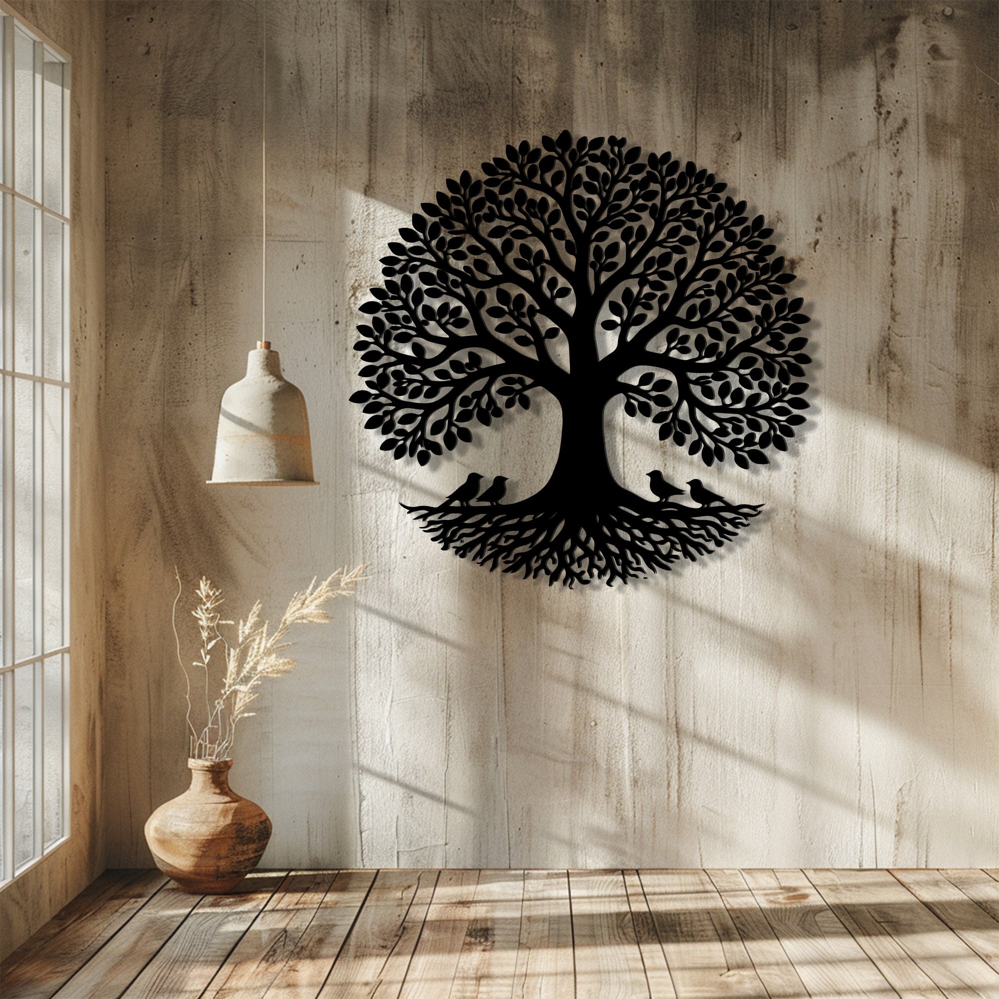 Bird Tree of Life Metal Wall Art – UV Printed Aluminum Decor Nature Indoor Outdoor