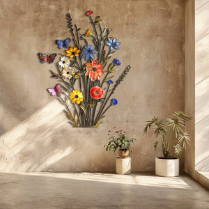 Wildflower Butterfly Metal Wall Art β UV Printed Aluminum Nature Garden Decor Indoor Outdoor