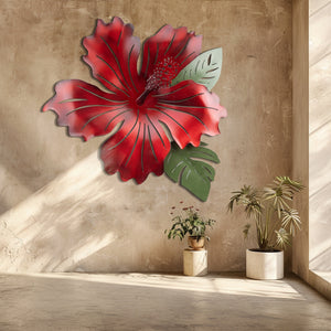 Hibiscus Flower Metal Wall Art – UV Printed Aluminum Tropical Decor Coastal Indoor Outdoor