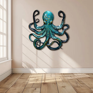 Teal Octopus Coastal Design Metal Wall Art Ocean Home Decor Gift