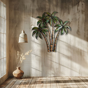 Palm Tree Metal Wall Art Tropical Beach Decor β Coastal Island Wall Hanging Rustic Summer Wall Art Home Decor