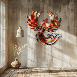 Phoenix Metal Wall Art Fire Bird Decor Mythical Home Accent