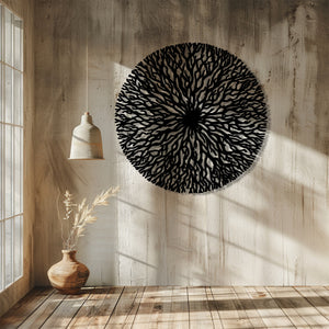 Abstract Tree Of Life Metal Wall Art Modern Circular Wall Decor Black Nature Wall Hanging Boho Artwork