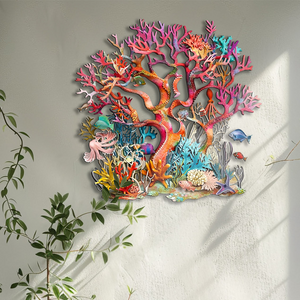 Pink Coral School of Fish Metal Wall Art – UV Printed Coastal Decor Beach Indoor Outdoor