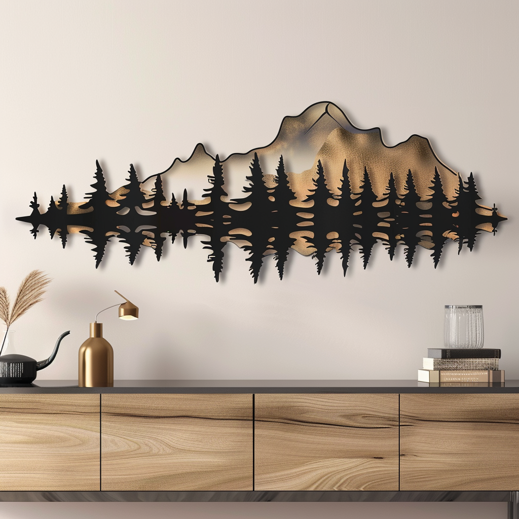 Mountain Forest Metal Wall Art Nature Landscape Decor Rustic Cabin Lodge Wall Sign Outdoor Adventure Mountain Lake Metal Wall Decor Gift