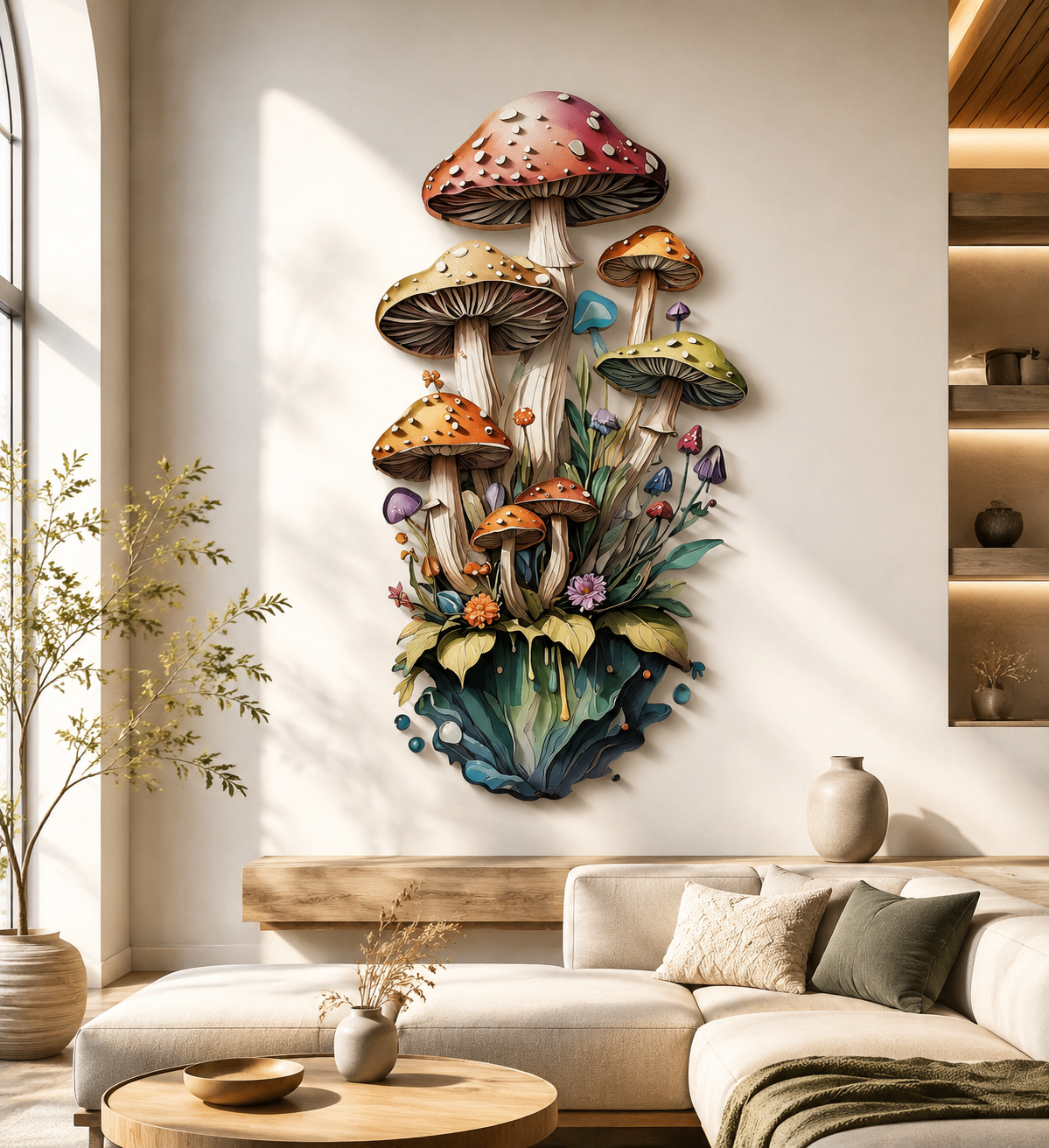 Colorful Mushroom Metal Wall Art Fantasy Mushroom Decor UV Printed Aluminum Sign Woodland Wall Hanging Cottagecore Home Decor