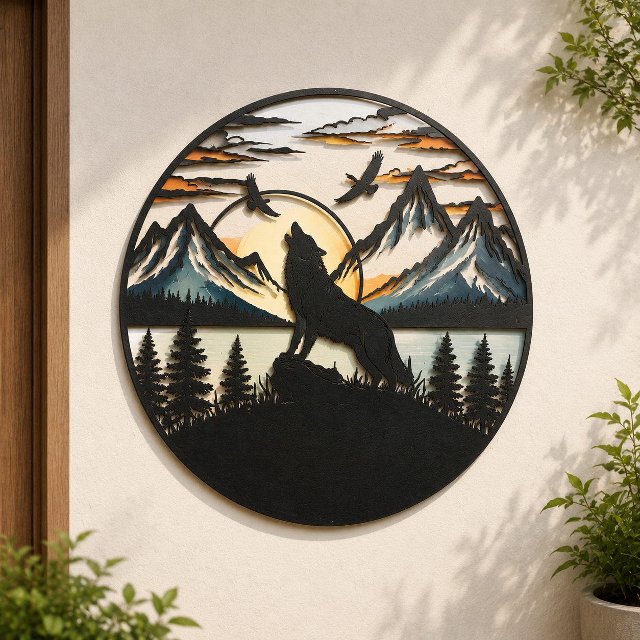 Wolf Metal Wall Art Moon Wolf Decor UV Printed Aluminum Sign Wildlife Mountain Forest Wall Hanging Rustic Cabin Home Decor GiftWolf Metal Wall Art Moon Wolf Decor UV Printed Aluminum Sign Wildlife Mountain Forest Wall Hanging Rustic Cabin Home Decor Gift
