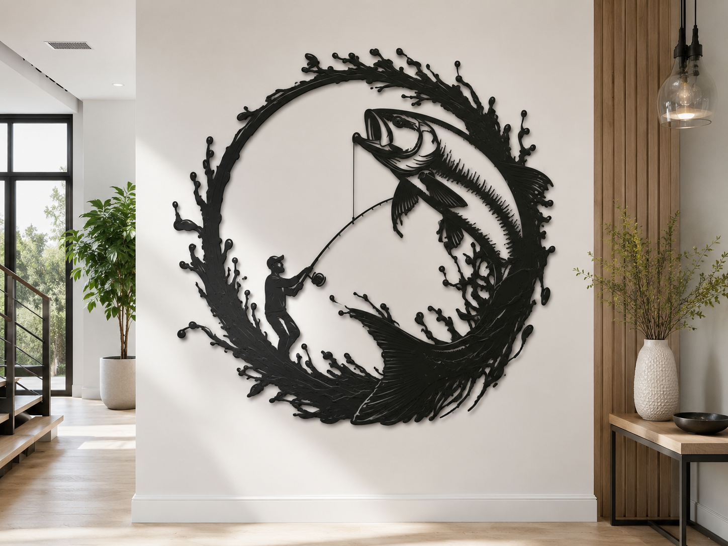 Fishing Metal Wall Art Bass Fish Metal Sign Fisherman Lake Decor UV Printed Aluminum Outdoor Cabin Man Cave Fishing Gift Wall Decor