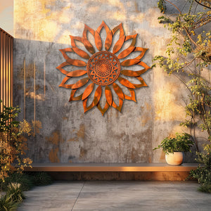 Sunflower Sunburst Metal Wall Art β UV Printed Aluminum Decor Rustic Indoor Outdoor