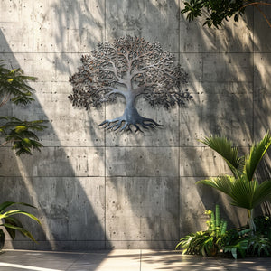 Silver Tree of Life Metal Wall Art – UV Printed Aluminum Decor Nature Indoor Outdoor