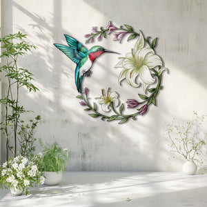 Hummingbird Floral Metal Wall Art – UV Printed Aluminum Nature Decor Garden Indoor Outdoor
