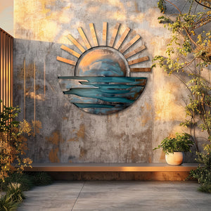 Sunset Ocean Metal Wall Art – UV Printed Aluminum Coastal Decor for Indoor & Outdoor