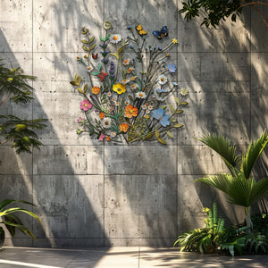 Wildflower Butterfly Metal Wall Art β Floral Nature Decor Garden Indoor Outdoor
