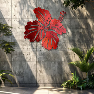 Hibiscus Flower Wall Art – Tropical Coastal Metal Decor