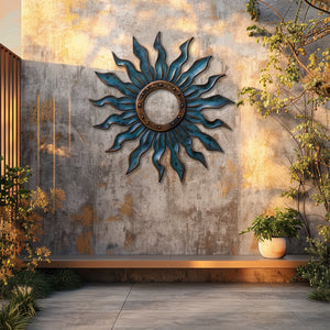 Blue Sunburst Metal Wall β UV Printed Decor Custom Coastal Indoor Outdoor