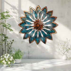 Mandala Blue Sun Metal Wall Art – Boho Sun Wall Hanging Mandala Wall Art Home Decor