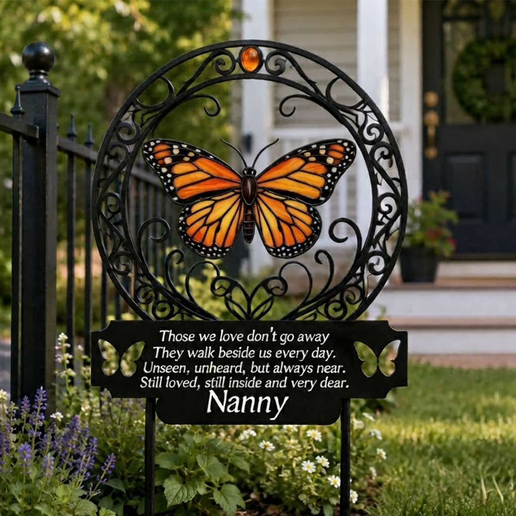 Personalized Butterfly Memorial Metal Sign, Butterfly Sign In Loving Of Gift