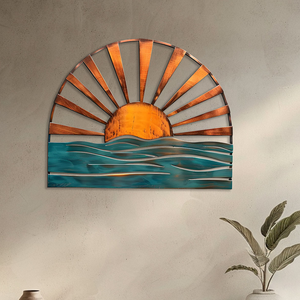 Sun Ocean Metal Wall Art – UV Printed Aluminum Coastal Decor for Indoor & Outdoor