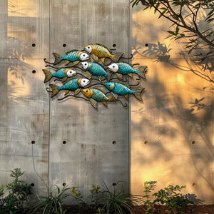 School of Fish Metal Wall Art – UV Printed Coastal Decor Beach Indoor Outdoor