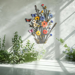 Wildflower Butterfly Metal Wall Art β UV Printed Aluminum Nature Garden Decor Indoor Outdoor