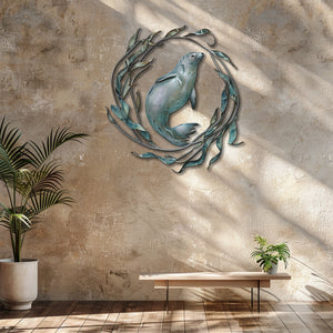 Blue Seal Metal Wall Art – UV Printed Aluminum Coastal Decor Ocean Indoor Outdoor