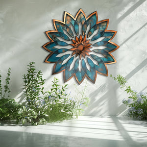 Mandala Blue Sun Metal Wall Art – Boho Sun Wall Hanging Mandala Wall Art Home Decor