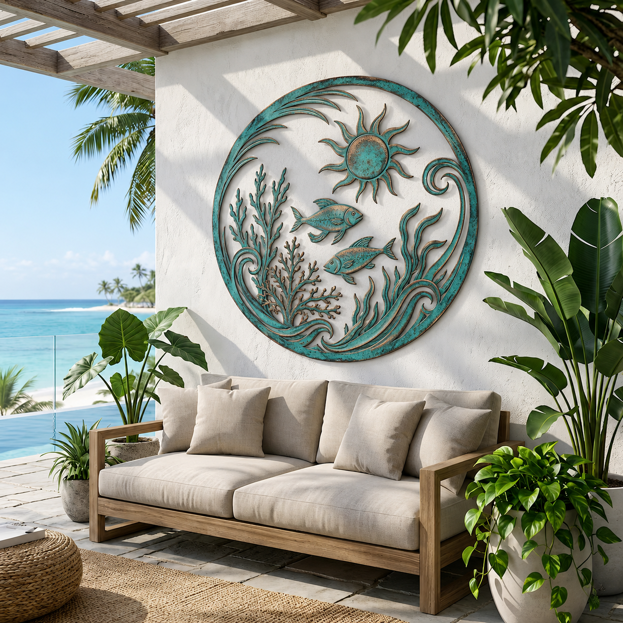 School of Fish Metal Wall Art – Coastal Ocean Decor