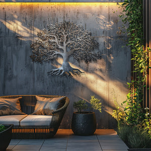 Silver Tree of Life Metal Wall Art – UV Printed Aluminum Decor Nature Indoor Outdoor