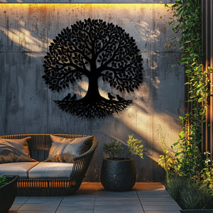 Bird Tree of Life Metal Wall Art – UV Printed Aluminum Decor Nature Indoor Outdoor