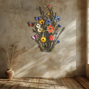 Wildflower Butterfly Metal Wall Art β UV Printed Aluminum Nature Garden Decor Indoor Outdoor