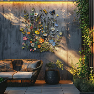 Wildflower Butterfly Metal Wall Art β Floral Nature Decor Garden Indoor Outdoor