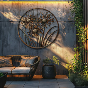 Minimal Metal Flower Wall Art – Modern Floral Decor Wall Art Indoor Outdoor