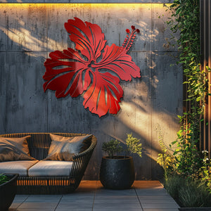 Hibiscus Flower Wall Art – Tropical Coastal Metal Decor