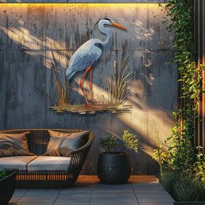 Heron Wall Art β Nature-Inspired Bird Metal Decor