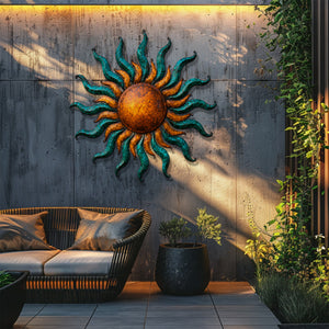 Sunburst Metal Wall Art β UV Printed Decor Rustic Indoor Outdoor