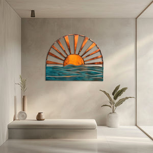 Sun Ocean Metal Wall Art – UV Printed Aluminum Coastal Decor for Indoor & Outdoor