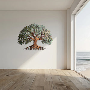 Green Tree of Life Metal Wall Art β UV Printed Aluminum Decor Nature Indoor Outdoor