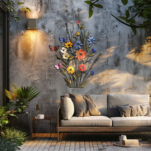 Wildflower Butterfly Metal Wall Art β UV Printed Aluminum Nature Garden Decor Indoor Outdoor