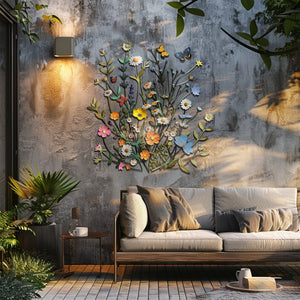 Spring Wildflower Butterfly Metal Wall Art β UV Printed Aluminum Nature Garden Decor Indoor Outdoor