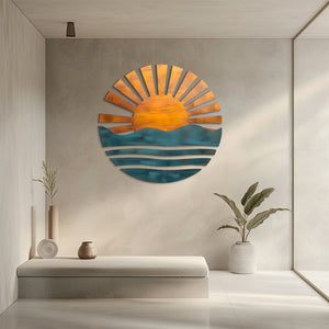 Sunrise Ocean Metal Wall Art – UV Printed Aluminum Coastal Decor Beach Indoor Outdoor