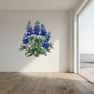 Texas Bluebonnet Metal Wall Art – Wildflower Decor Rustic Outdoor Indoor Garden