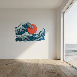 Japanese Wave Wall Art – Zen Ocean Metal Decor